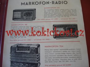 RADIO MARKOFON SÉRIE 1937-38 PROSPEKT A4 IA STAV