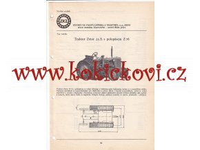 TRAKTOR ZETOR 25 A S POLOPÁSEM Z 76 KATALOGOVÝ LIST A4