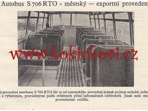 AUTOBUS ŠKODA 706 RTO MĚSTSKÝ EXPORTNÍ VERZE - KATALOGOVÝ LIST A4