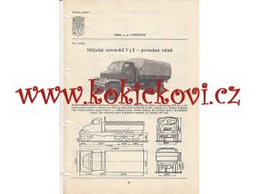 NÁKLADNÍ AUTOMOBIL PRAGA V3S VALNÍK - KATALOGOVÝ LIST ZE 60. LET