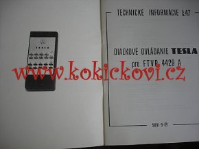 DIALKOVÉ OVLADANIE TESLA FTVP 4429 A - POPIS ZAPOJENÍ SCHEMA - A4 - 30 STRAN - 198?