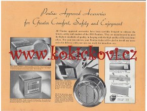 PŘÍSLUŠENSTVÍ VOZŮ PONTIAC SIXES AND EIGHTS - FORMÁT A4 - ORIGINÁL PROSPEKT - ROK 1935 - RÁDIO - HOUKAČKY - ZRCÁTKA