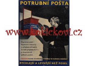 POTRUBNÍ A LETECKÁ POŠTA - REKLAMNÍ PLAKÁT - 18*23 CM - TISK UNIE - ATELIER UMĚLECKÝCH REKLAM AUR