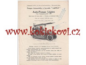 AUTO POMPE LÉGERE LAFFLY type Boulogne sur Mer - REKLAMNÍ PROSPEKT 1923