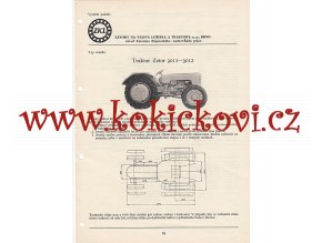 TRAKTOR ZETOR 3011-3012 REKLAMNÍ KATALOGOVÝ LIST A4 TECHNICKÁ DATA