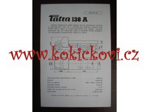 TATRA 138 A - TECHNICKÝ LIST - LETÁK - 1 LIST A5