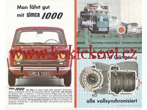 SIMCA 1000 - REKLAMNÍ LETÁK A4  -1 LIST - TEXTY NĚMECKY