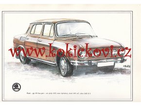 ŠKODA 110 LUX SPORT - REKLAMNÍ KRESBA REPRODUKCE - VLADIMÍR BIDLO - 1972