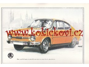 ŠKODA 110 R COUPÉ - REKLAMNÍ KRESBA REPRODUKCE - VLADIMÍR BIDLO - 1972