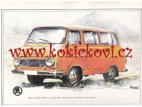 ŠKODA 1203 MIKROBUS - REKLAMNÍ KRESBA REPRODUKCE - VLADIMÍR BIDLO - 1972