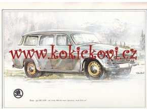 ŠKODA 1202 STW - REKLAMNÍ KRESBA REPRODUKCE - VLADIMÍR BIDLO - 1972