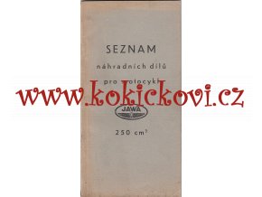JAWA 250 ccm - seznam náhradních dílů - 1938 - 4. VYDÁNÍ - VELMI ZACHOVALÝ STAV