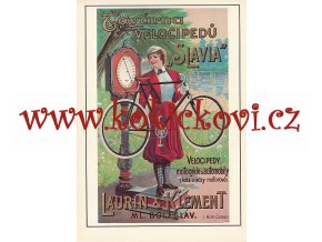 TOVÁRNA VELOCIPEDŮ SLAVIA 1895 - REKLAMNÍ MOTIV ZE SBÍREK UMPRUM ROZMĚRY 14,5*20,5 CM