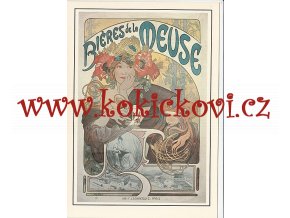 ALFONS MUCHA - REKLAMNÍ MOTIV BIÉRES DE LA MEUSE 1897 ZE SBÍREK NTM ROZMĚRY 14,5*20,5 CM