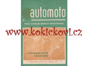 AUTOMOTO AUGUST 1950 - ČASOPIS SLOVENSKÉHO AUTOKLUBU -UVNITŘ JAWA 500