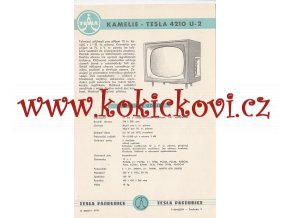 KAMELIE - TESLA 4210 U-2 - REKLAMNÍ LETÁK - TESLA PARDUBICE