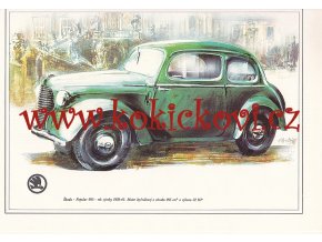 ŠKODA POPULAR 995  - REKLAMNÍ KRESBA REPRODUKCE - VLADIMÍR BIDLO - 24 X 31 CM