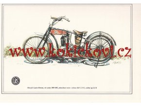 LAURIN - KLEMENT MOTOCYKL - REKLAMNÍ KRESBA REPRODUKCE - VLADIMÍR BIDLO - 24 X 31 CM