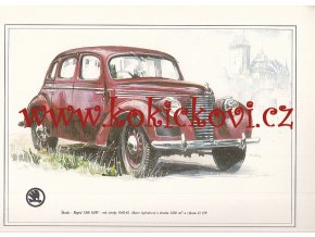 ŠKODA RAPID 1500 OHV - REKLAMNÍ KRESBA REPRODUKCE - VLADIMÍR BIDLO - 24 X 31 CM