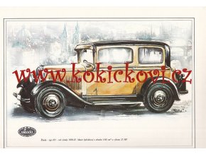 ŠKODA TYP 422 ČTYŘVÁLEC - REKLAMNÍ KRESBA REPRODUKCE - VLADIMÍR BIDLO - 24 X 31 CM