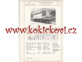 ELEKTRICKÁ TRAŤOVÁ LOKOMOTIVA S 499.1 - ČSSR ŠKODA PLZEŇ - TYPOVÝ LIST