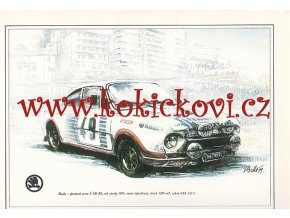 ŠKODA 130 RS SPORTOVNÍ VERZE - REKLAMNÍ KRESBA REPRODUKCE - VLADIMÍR BIDLO - 1977