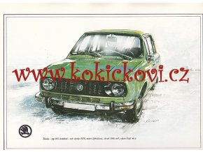 ŠKODA 105 STANDARD - REKLAMNÍ KRESBA REPRODUKCE - VLADIMÍR BIDLO - 1977