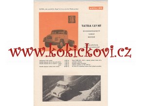 Tatra 137 NT - dvounápravový tahač návěsů - prospekt - 4 strany A4 - 1961