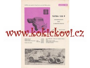 Tatra 138 P třínápravové šasi s budkou řidiče - prospekt- 4 strany A4 - 1961