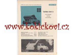 Tatra 138 S3 TŘÍSTRANNÁ TŘÍOSÁ SKLÁPĚČKA - prospekt- 4 strany A4 - 1961