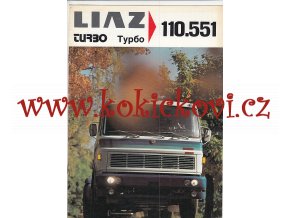 Liaz 110.551 turbo - tahač návěsů - reklamní prospekt - Motokov - texty rusky a německy