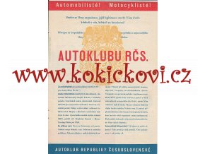 AUTOKLUB RČS - REKLAMNÍ PLAKÁTEK ROZMĚRY A4 -1932