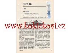 BMW 2500 AUTOMATIC A 2800 TYPOVÝ LIST - 4 STRANY A4