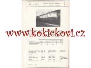 ELEKTRICKÁ RYCHLÍKOVÁ LOKOMOTIVA E 499.1 - ČSSR ŠKODA PLZEŇ - TYPOVÝ LIST