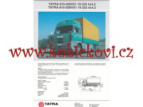 TATRA 815 - 200V51 19 225 4x4.2 - 2 tahač - reklamní prospekt A4 - 1 list