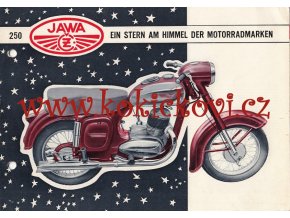 JAWA 250 ORIGINÁLNÍ BROŽURA ROK 1954 TEXT NĚMECKY - DÍRKY DO ŠANONU