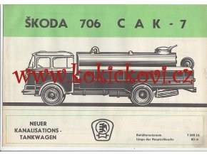 Škoda 706 CAK-7 - cisternový kanalizační automobil - prospekt - VSS Košice - Motokov