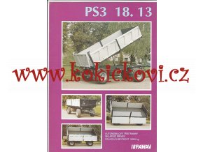 AUTOMOBILOVÝ TŘÍSTRANNÝ SKLÁPĚCÍ PŘÍVĚS PS3 18.13 PANAV - REKLAMNÍ PROSPEKT - ČESKY