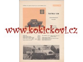 Tatra 138 třínápravový valník - 1961 - prospekt A4 - 4 strany