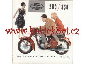 JAWA 250 A JAWA 350 - ORIGINÁLNÍ BAREVNÝ PROSPEKT - ANGLICKY - 12 STRAN 21*21 - MOTOKOV