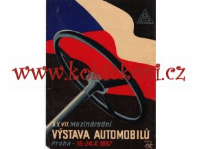 REKLAMNÍ PLAKÁTEK - Výstava Automobilů r.1937 - ATELIER ROTTER - ROZMĚRY 14,5 x 20 cm - AUTOKLUB RČS