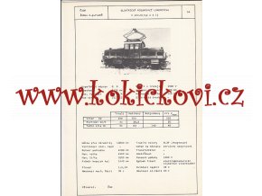 ELEKTRICKÁ POSUNOVACÍ LOKOMOTIVA TYP E 424.0)  - ČSSR ŠKODA PLZEŇ - TYPOVÝ LIST