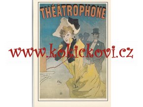 JULES CHÉRET: THEATROPHONE 1890 - REKLAMNÍ MOTIV - ZE SBÍREK SVČ. MUZEA ROZMĚRY 14,5*20,5 CM