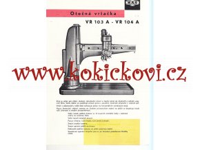 OTOČNÁ VRTAČKA VR 103 A - VR 104 A - KOVOSVIT SEZIMOVO ÚSTÍ - REKLAMNÍ PROSPEKT A4 - 1 LIST, 2 STRANY - 1962