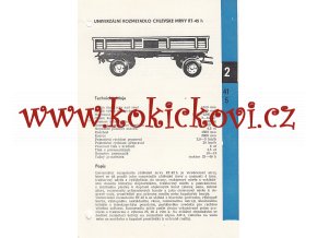 UNIVERZÁLNÍ ROZMETADLO CHLÉVSKÉ MRVY RT-45 h - KATALOGOVÝ LIST - 1 LIST  - 2 STRANY A5 - 1967
