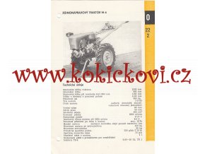 JEDNONÁPRAVOVÝ TRAKTOR M - 6 - KATALOGOVÝ LIST - 1 LIST  - 2 STRANY A5 - 1967