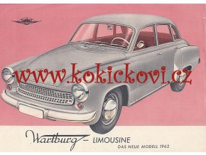 Wartburg Limousine - reklamní prospekt A4 -  1962 - německy - 1 list - 2 strany