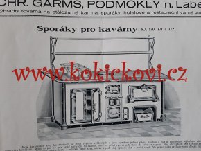 TOVÁRNA NA STÁLOŽÁRNÁ KAMNA PRO HOTELY, KAVÁRNY A RESTAURACE - KATALOG VÝROBKŮ 1928 - CHR. GARMS PODMOKLY NAD LABEM