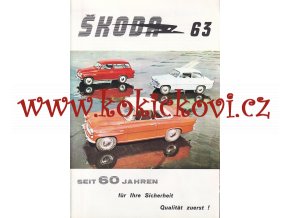 ŠKODA OCTAVIA A FELICIA 1963 BAREVNÝ PROSPEKT 8 STRAN NĚMECKY