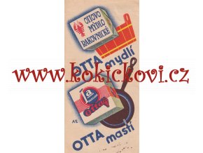 REKLAMNÍ ÚČTENKA OTTA RAKONA - OTTA MYDLÍ MASTÍ - ROZMĚRY 7 * 15 CM